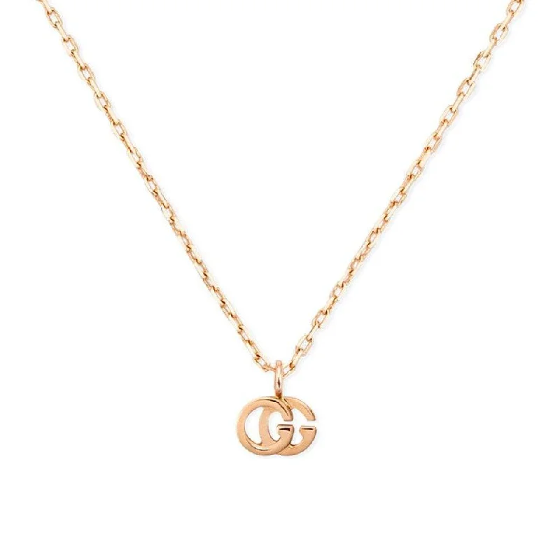 Simple Gold Necklace with Small Pendant-GG Running 18ct Rose Gold Necklace