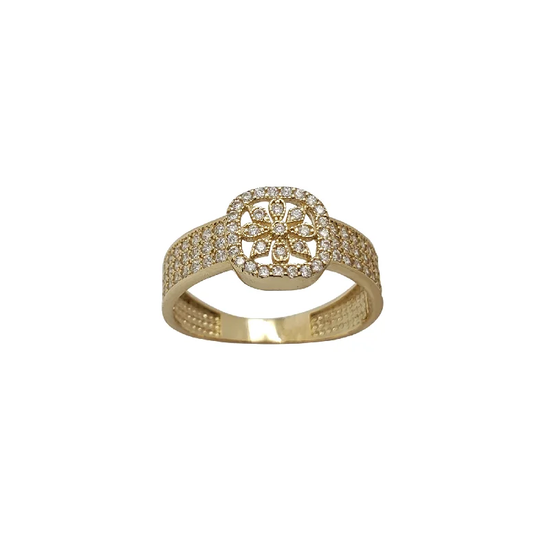 Custom Birthstone Ring for Mother’s Day-Zirconia Icy Flower Belt Ring (14K)