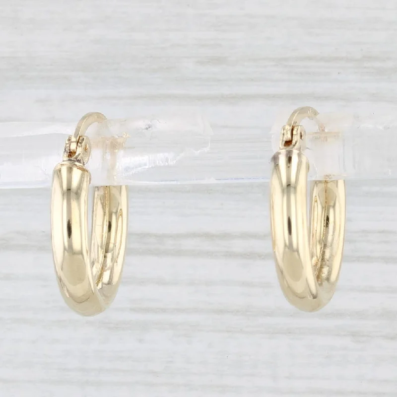 Elegant Sapphire Earrings for Women-Small Round Hoop Earrings 10k Yellow Gold Snap Top Pierced Hoops