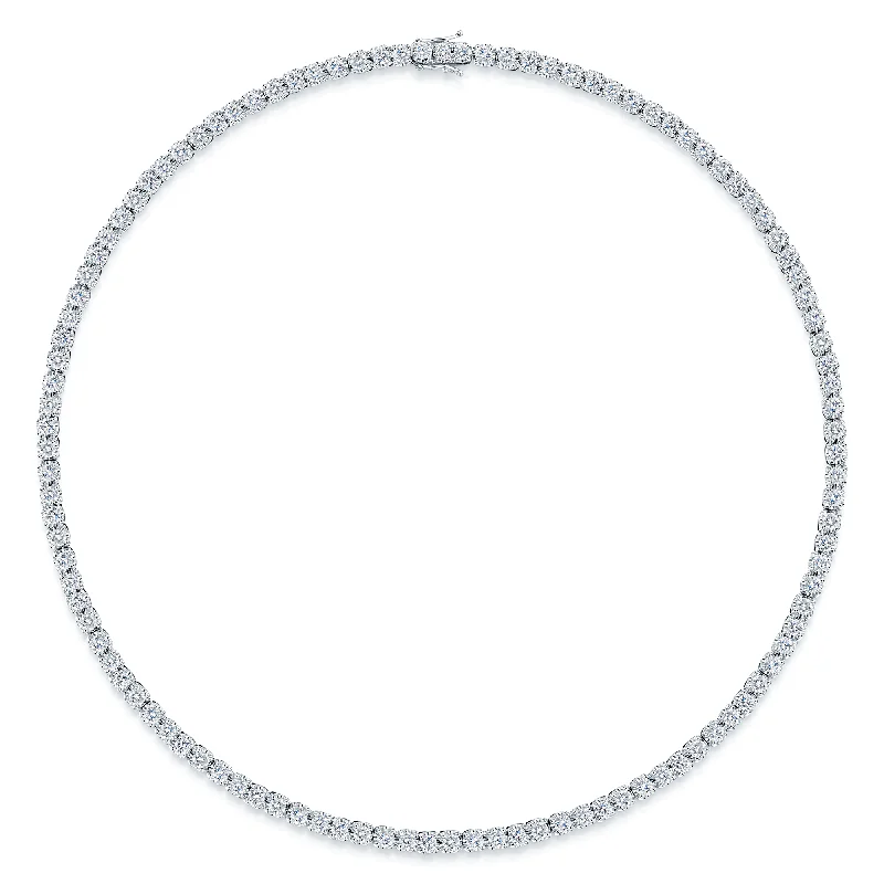 Trendy Beaded Necklace for Women-Platinum Round Brilliant Cut Diamond Claw Set Collarette