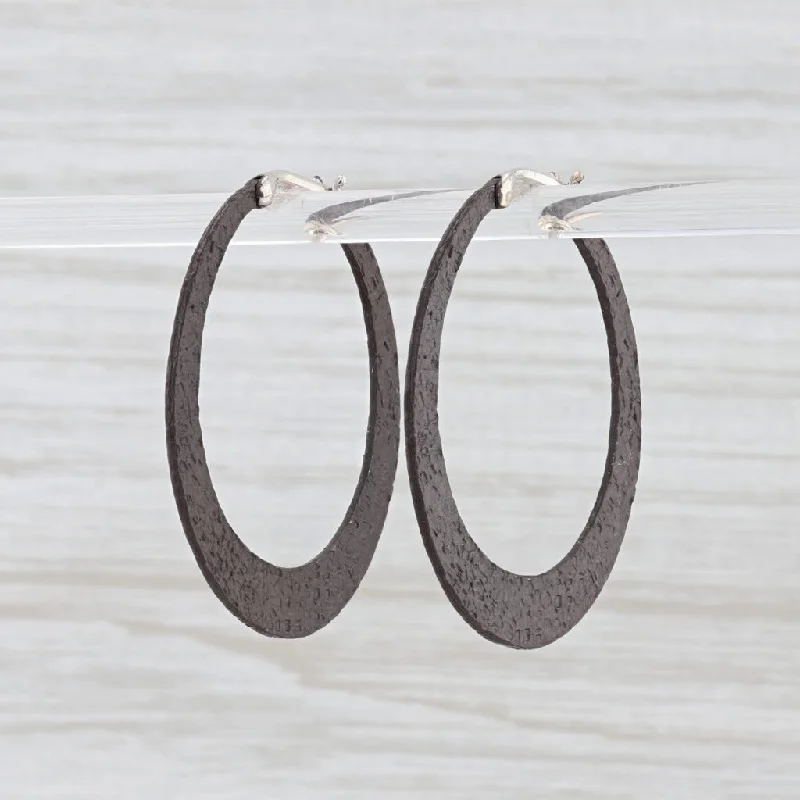 Chunky Gold Earrings-New Nina Nguyen Hammered Hoop Earrings Oxidized Sterling Silver Snap Top