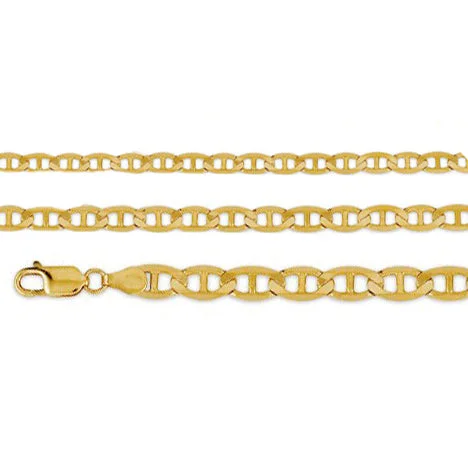 Gold and Silver Necklace for Fashionistas-Solid Mariner Flat Link Chain (10K)