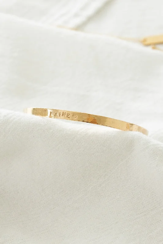 Luxury Gold Bangles with Sapphire and Diamond Inlays-Custom Stamped Bangle Band