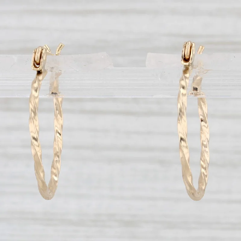 Classic Silver Drop Earrings-Twist Hoop Earrings 14k Yellow Gold Snap Top Round Hoops