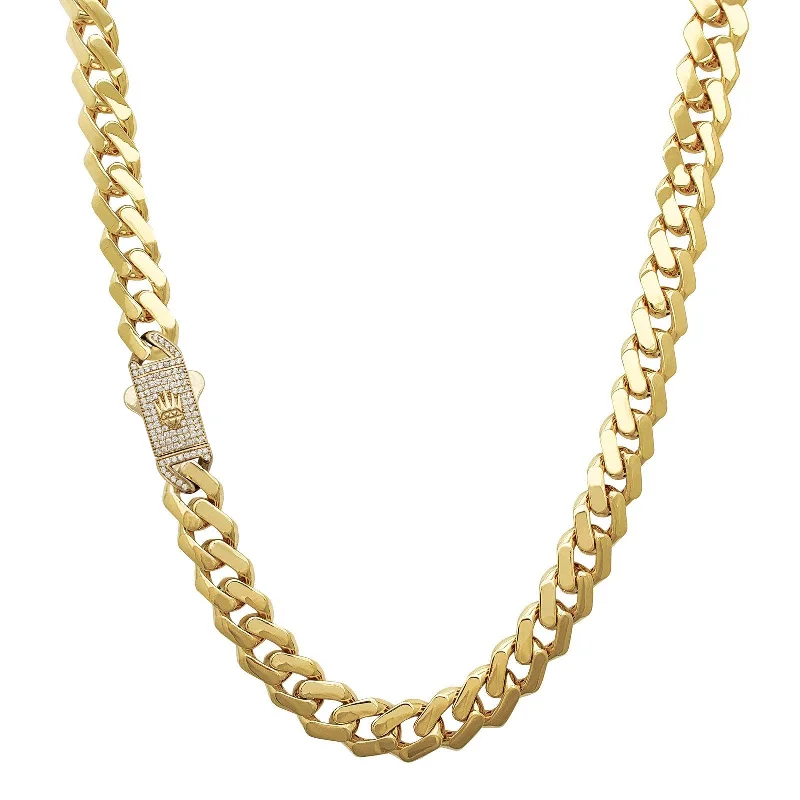 Vintage Pearl Necklace with Gold Accents-Lightweight Crowned Monaco Chain (14K)