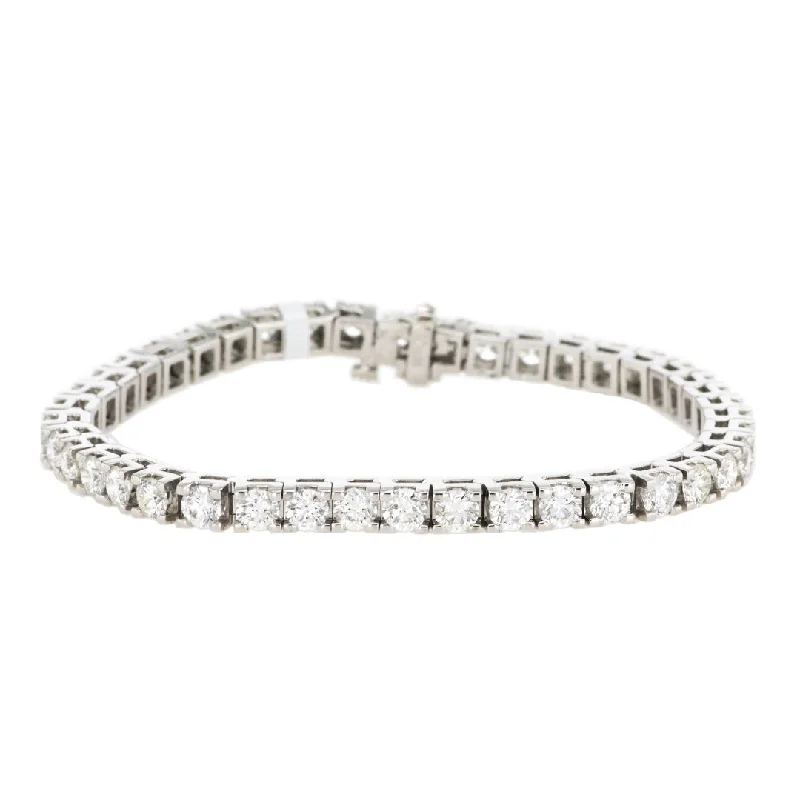 Customizable Silver Bracelet with Simple Link-7.13 ctw Diamond Tennis Bracelet