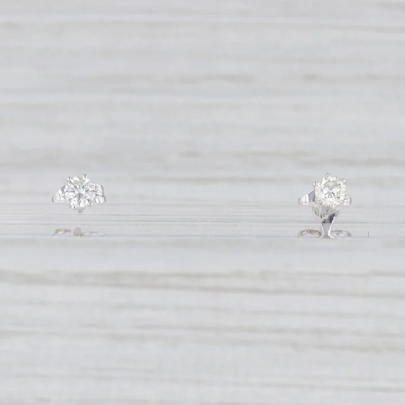 Minimalist Gold Earrings-0.60ctw Diamond Solitaire Stud Earrings 14k White Gold Round Solitaire