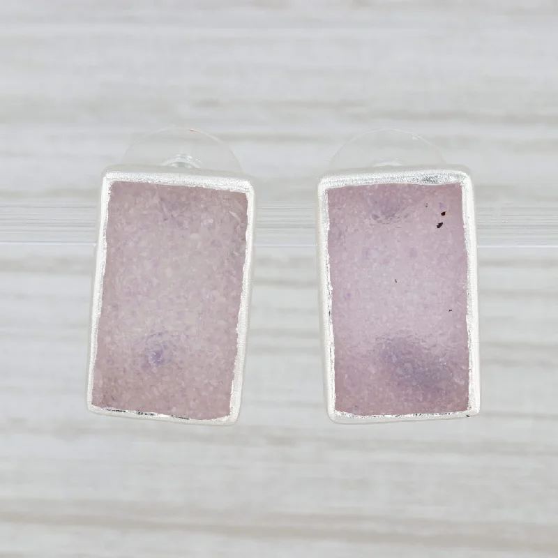 Unique Personalized Earrings for Girls-New Nina Nguyen Pink Druzy Drop Earrings Sterling Silver Statement