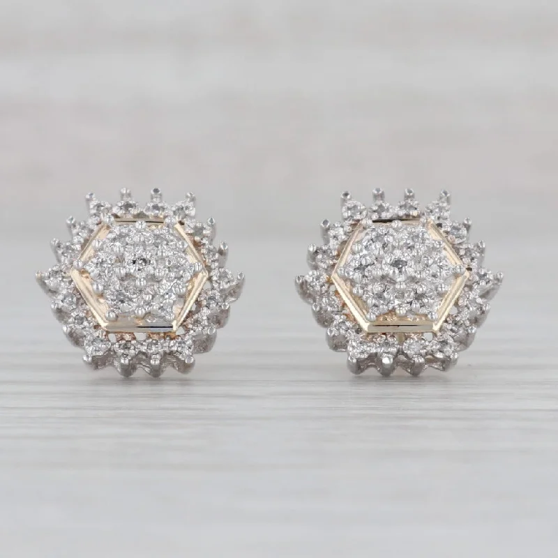 Large Silver Hoop Earrings-0.25ctw Diamond Cluster Stud Earrings 10k White Yellow Gold Pierced 2-Toned