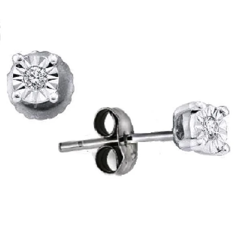 Handmade Crystal Earrings-Illusion Round Diamond 1/10 Ct.Tw. Stud Earrings