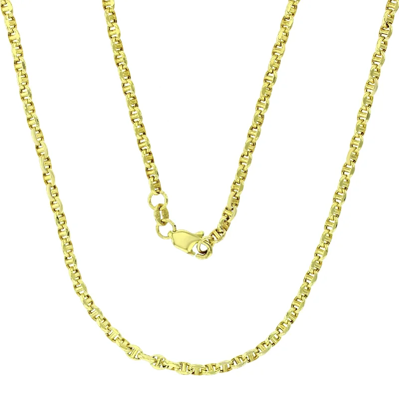 Custom Gold Necklace with Birthstone Pendant-Hollow Puffy Mariner Twist Chain (14K)