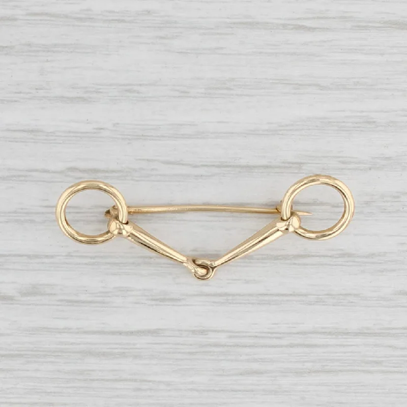 Brooch For Casual Wear-Vintage Horse Bit Brooch 14k Yellow Gold Equestrian Western Pin