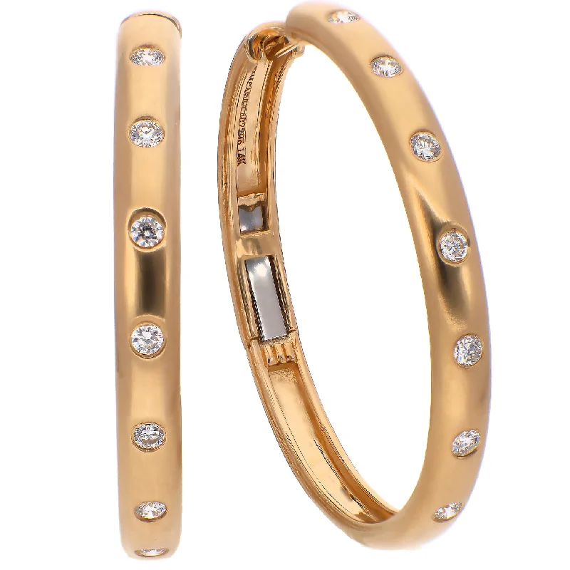 Fancy Drop Earrings with Diamonds-Noam Carver Fine Jewelry 14K Yellow Gold Diamond Hoop Earrings