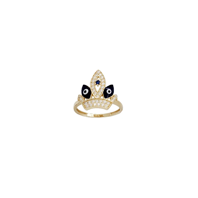 Unique Gemstone Ring with Vintage Setting-Evil Eye Ring (14K)