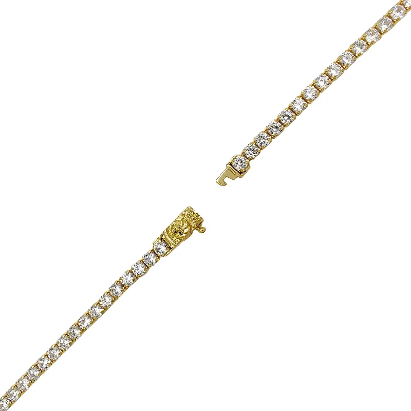 Fashionable Choker Necklace with Charms-Round Tennis Zirconia Chain (14K)