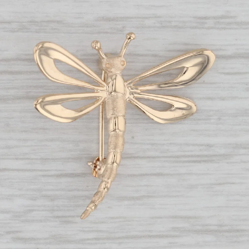 Unique Vintage Brooch-Dragonfly Brooch 14k Yellow Gold Pin Insect Bug Jewelry