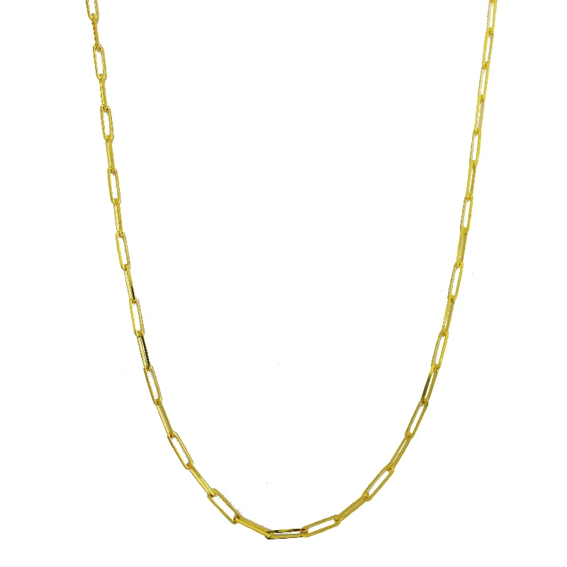 Designer Gold Necklace for Bridesmaids-Paperclip Necklace (14K)