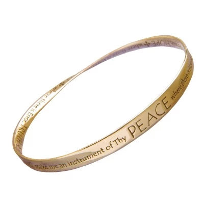 Simple Gold Bracelet with Engraved Quote-INSTRUMENT OF THY PEACE - ST. FRANCIS Sterling Silver or 14K Gold Bracelet