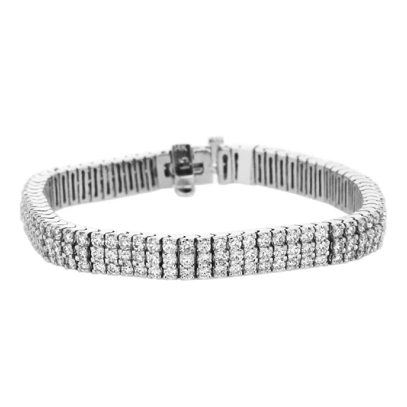 Personalized Leather Bracelet with Engraved Initials-7.10 ctw Diamond Tennis Bracelet