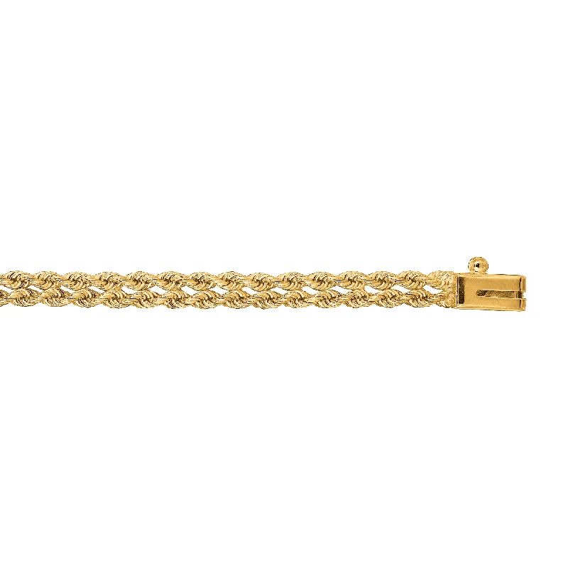 Simple Silver Bracelet with Adjustable Charms-14K Gold 3.9mm Multi-Row Rope Chain Bracelet