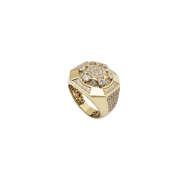 Elegant Gold Band with Diamond Accent for Weddings-Performance Light CZ Ring (14K)