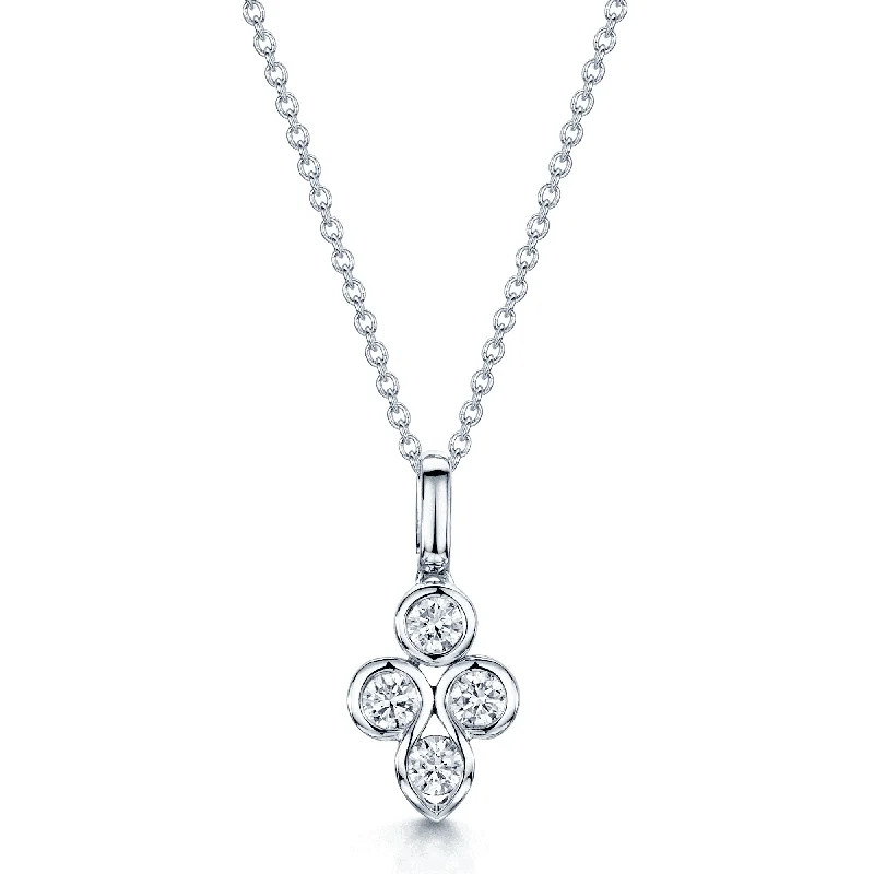 Crystal Necklace for Wedding Day Accessories-18ct White Gold Round Brilliant Diamond Swirl Pendant