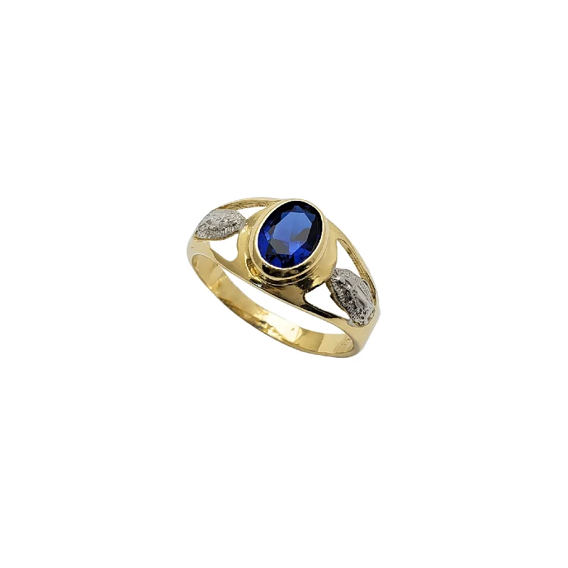 Vintage Silver Ring with Opal Stone-Bezel Blue Zirconia Virgin Mary Ring (14K)