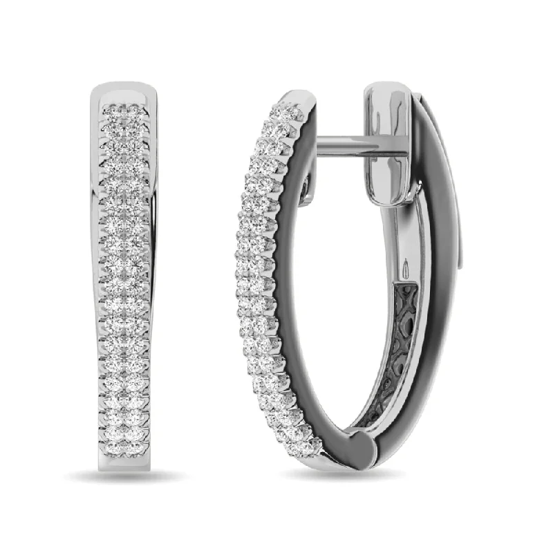 Crystal Earrings for Casual Wear-Diamond 1/4 ct tw Hoop Earrings in 10K White Gold