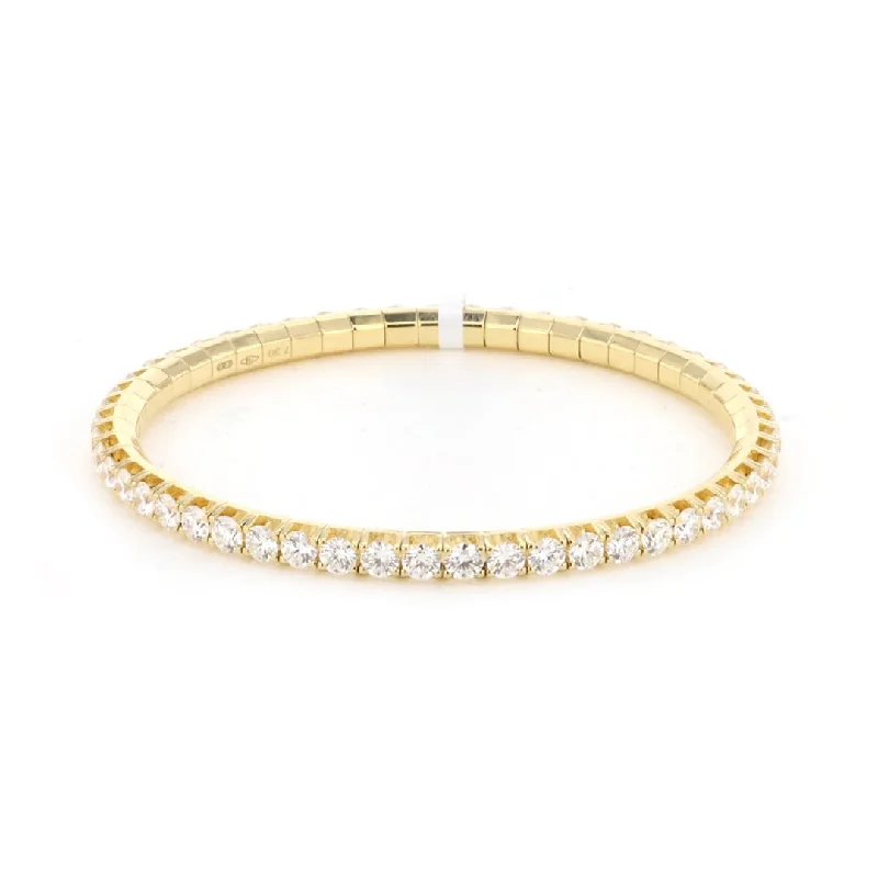 Simple Gold Bracelet with Customized Bar-7.30 ctw Diamond Stretch Tennis Bracelet