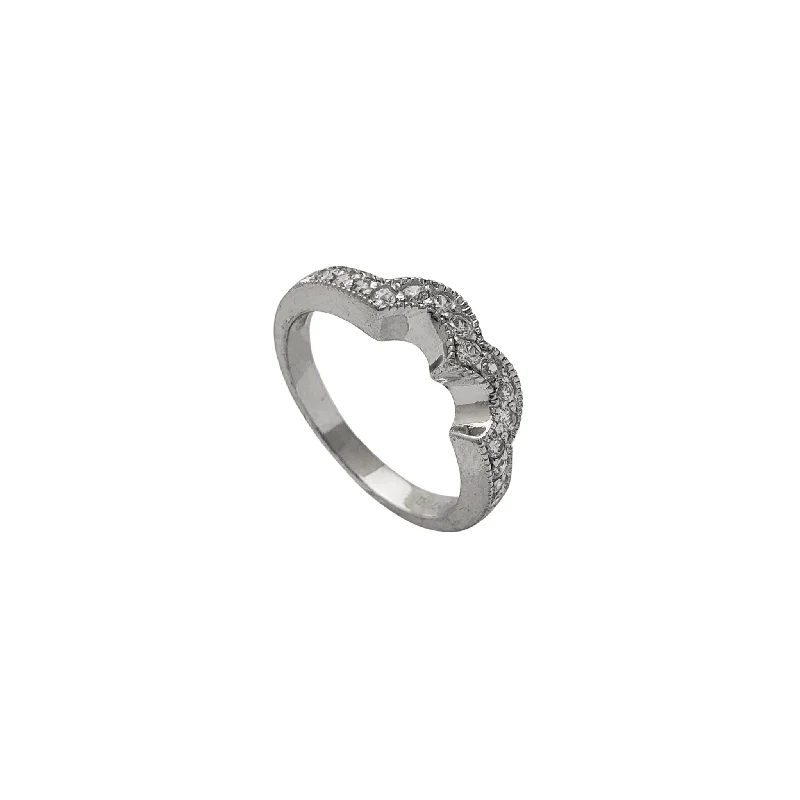 Custom Stackable Rings for Couples-Zirconia Curved Band Ring (Silver)