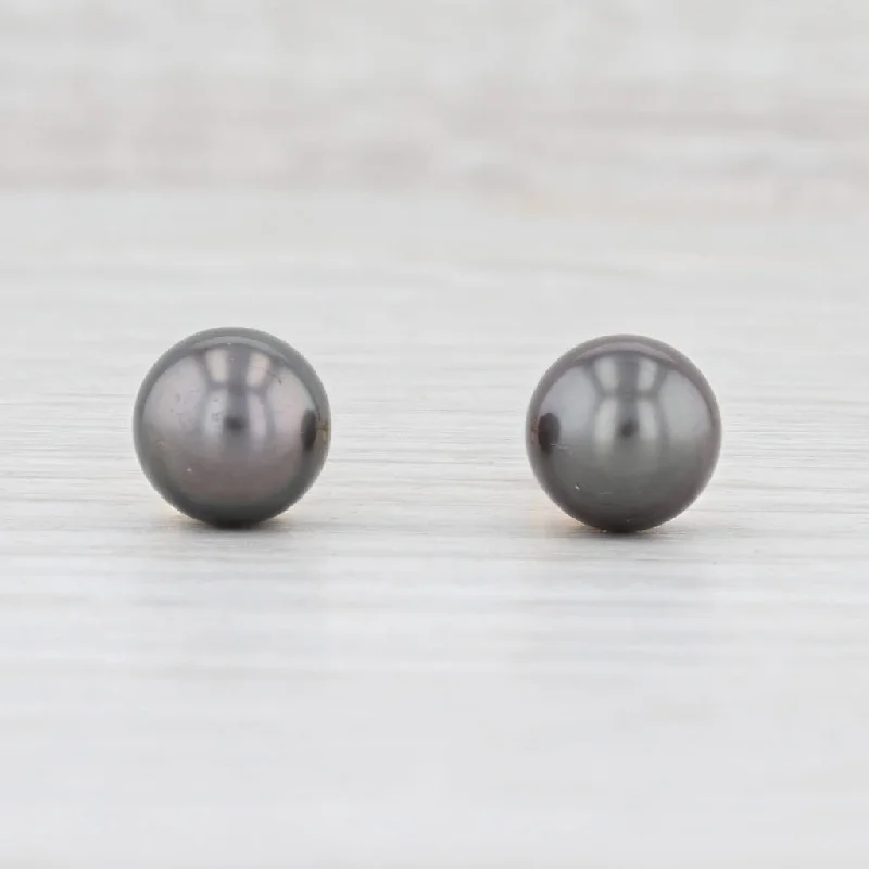 Silver Earrings for Sensitive Ears-Cultured Black Pearl Stud Earrings 18k Yellow Gold Saltwater Pearls Designer