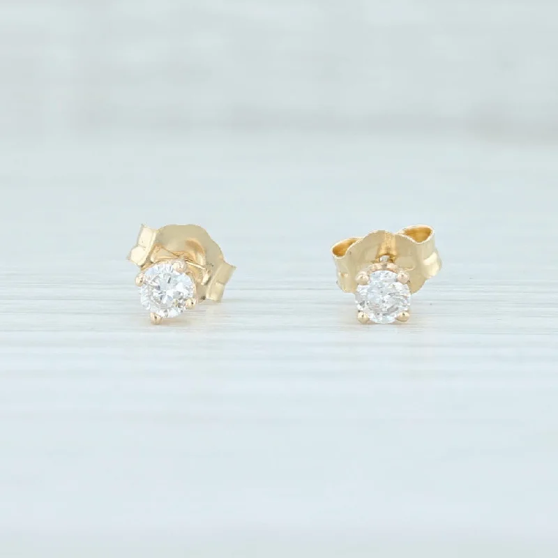 Gold Stud Earrings with Colored Stones-New Diamond Stud Earrings 0.21ctw 14k Yellow Gold Round Solitaire Pierced Studs