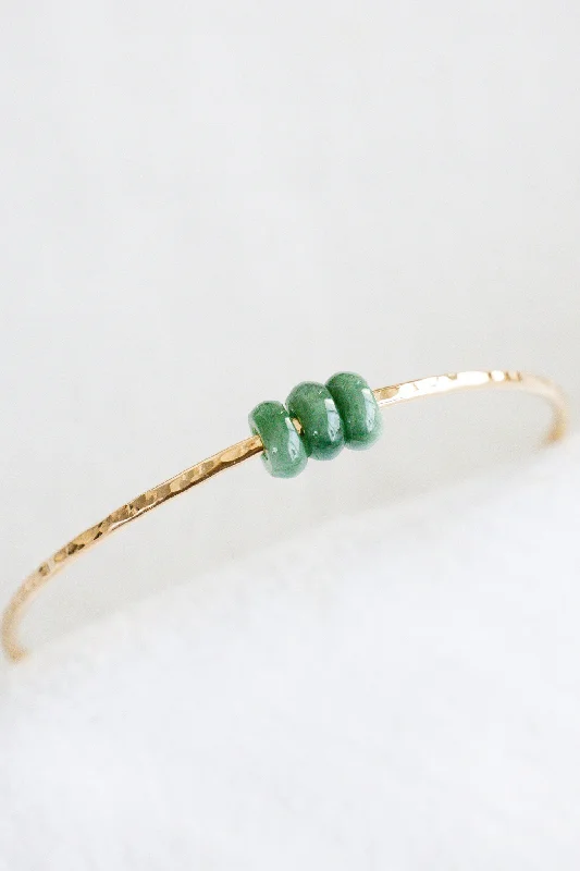 Elegant Gold Bangles for Formal Wear-Triple Donut Jade Bangle