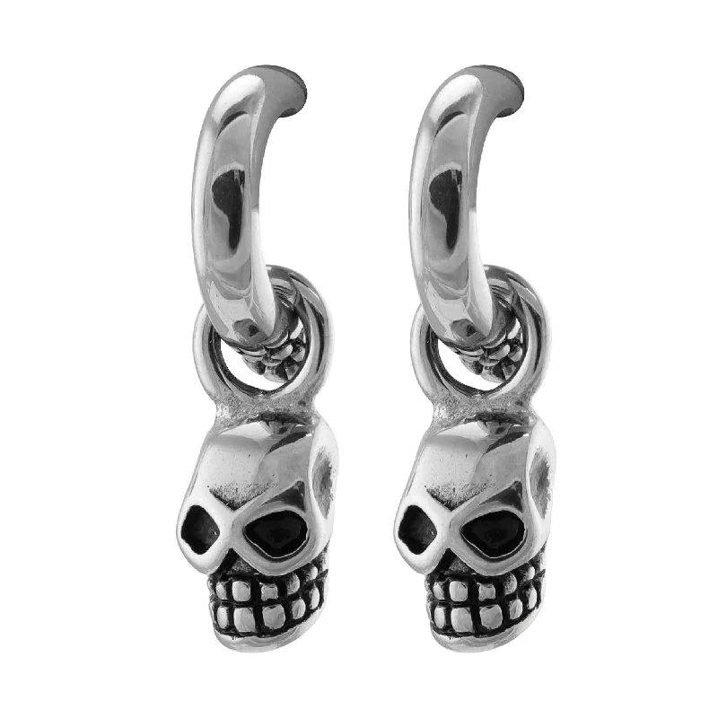 Gold Earrings for Special Occasions-Stainless Steel Dangling Skull Post Earrings / ERC1003