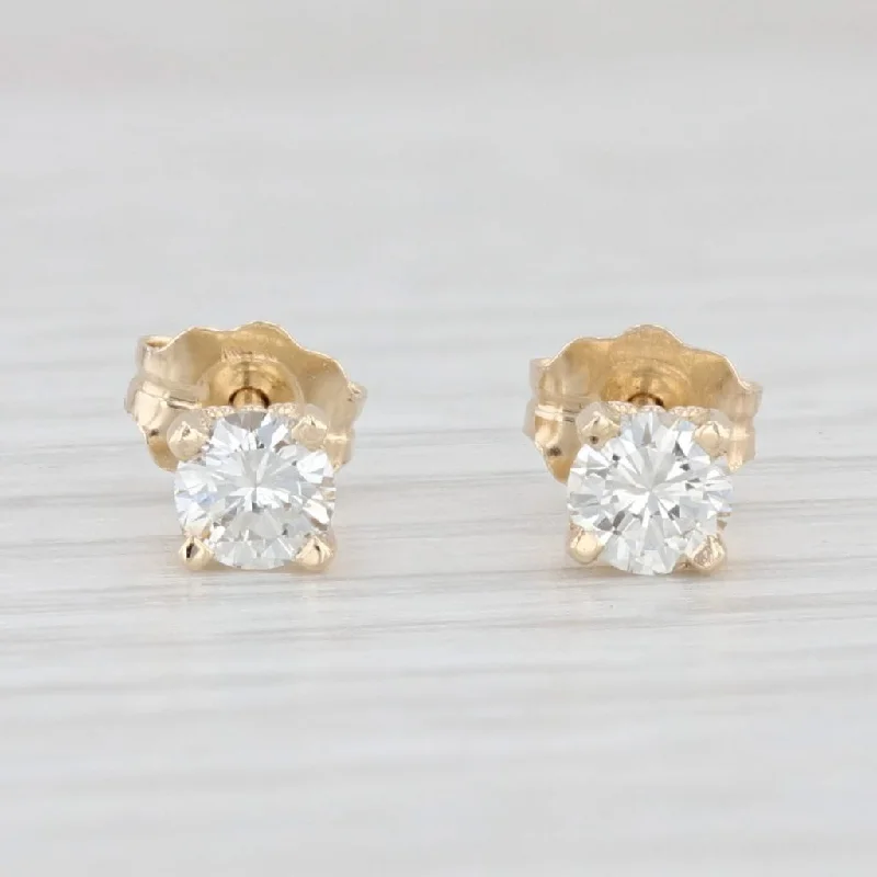 Geometric Drop Earrings-New 0.34ctw VS2 Round Diamond Solitaire Stud Earrings 14k Yellow Gold