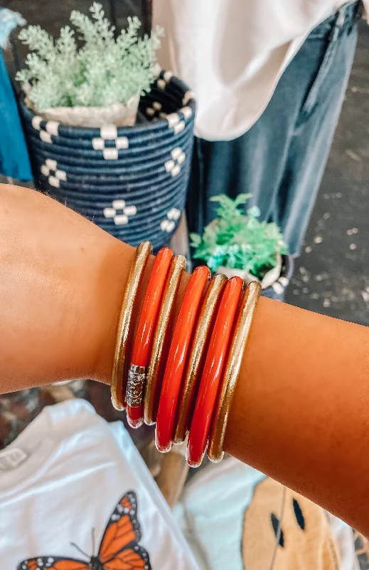 Luxury Silver Bangles with Emerald and Diamond Stones-Coral Three Kings BuDha All Weather Bangle Set