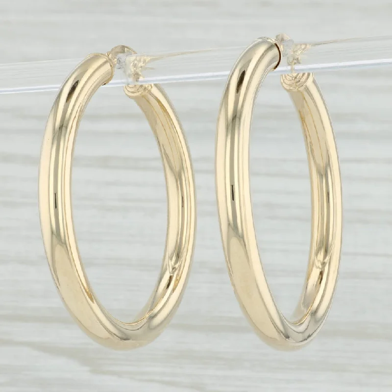 Vintage Gold Stud Earrings-New Round Hoop Earrings 14k Yellow Gold 4 x 39mm Pierced Hoops