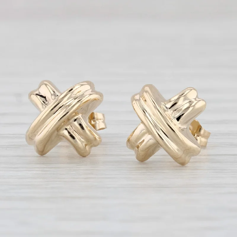 Personalized Charm Earrings-X Criss Cross Stud Earrings 14k Yellow Gold