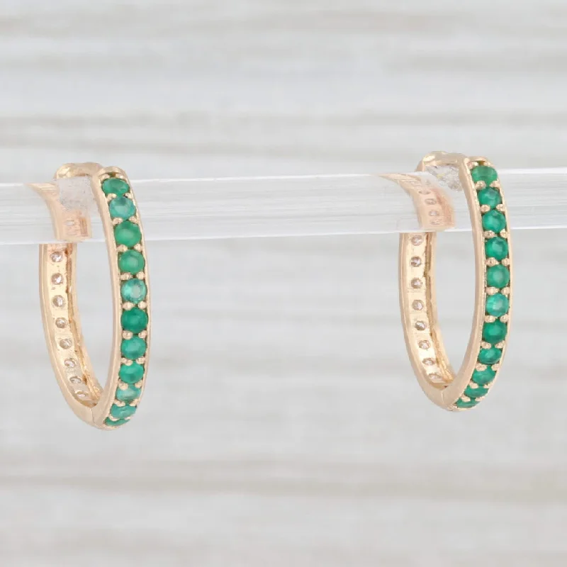 Personalized Birthstone Drop Earrings-New Nina Nguyen .64ctw Diamond Chalcedony Hoop Earrings 14k Gold Hinged Snap Top