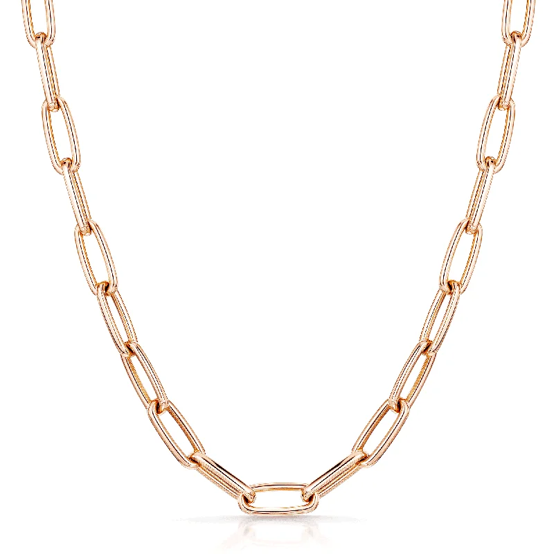 Fashionable Crystal Pendant Necklace-18ct Rose Gold Laguna Collection Open Link Necklace