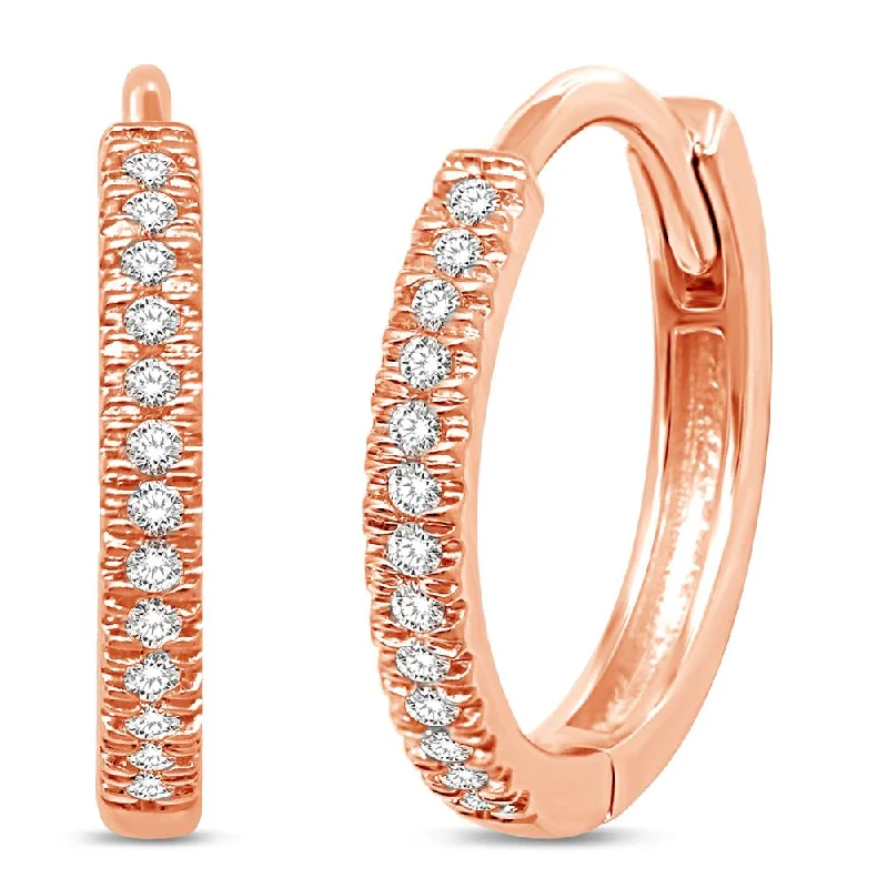 Multi-Colored Gemstone Earrings-14K Rose Gold 1/6 Ct.Tw. Diamond Stackable Hoop Earrings