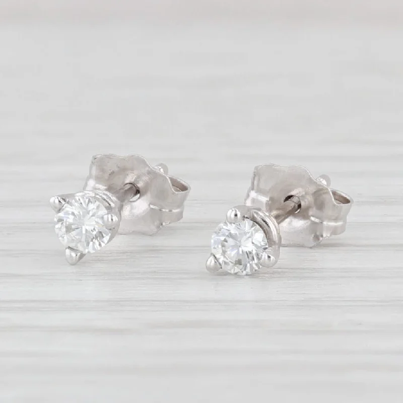 Long Crystal Earrings-New 0.19ctw VS2 Diamond Stud Earrings 14k White Gold Round Solitaire Studs