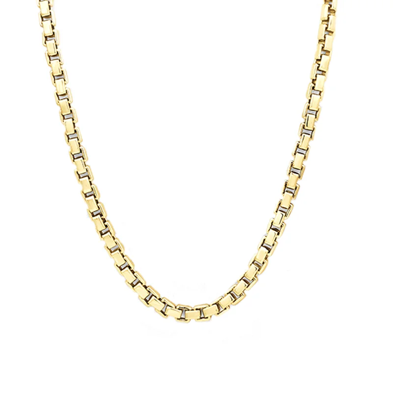 Simple Gold Necklace with Minimalist Pendant-Solid Box Chain (18K)