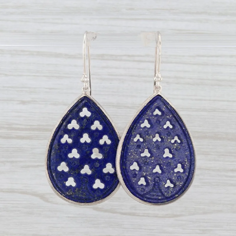 Antique Gold Earrings-New Nina Nguyen Blue Lapis Lazuli Teardrop Earrings Sterling Silver Statement