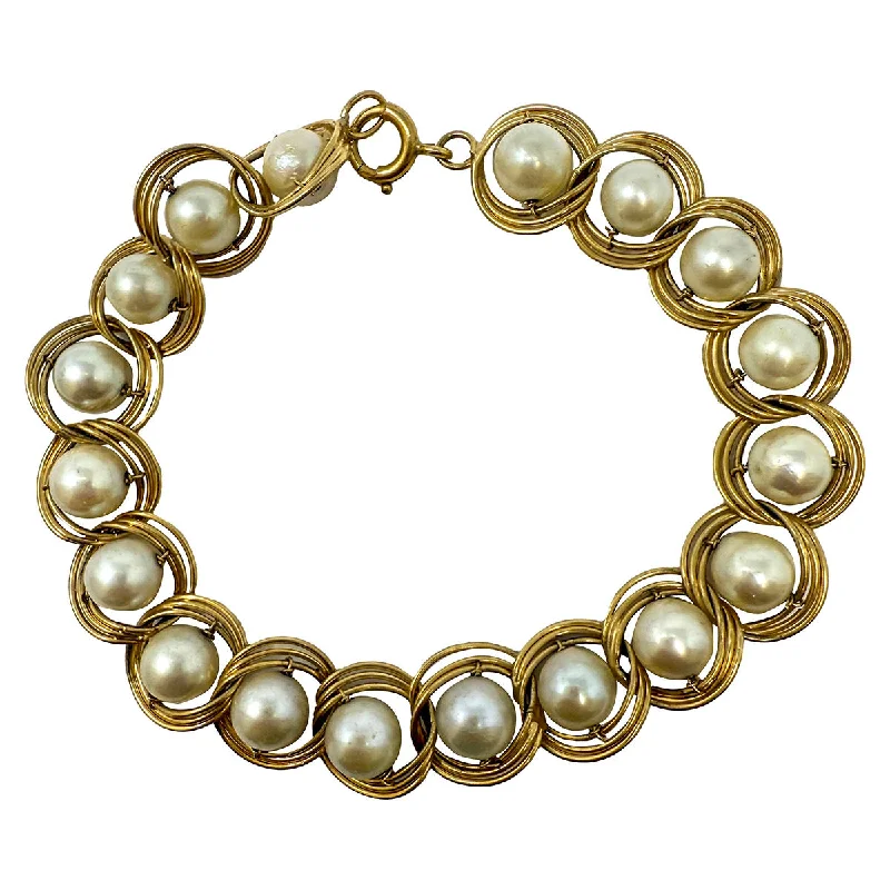 Customizable Silver Bracelet with Love Engraving-14K Gold Bracelet with Freshwater Pearls