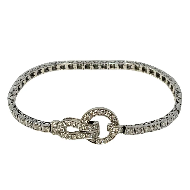 Elegant Rose Gold Bracelet with Diamond Detailing-Simon G 18K White Gold Diamond Buckle Bracelet