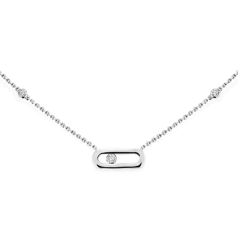 Layered Beaded Necklace for Women-18ct White Gold Move Uno Diamond Necklace