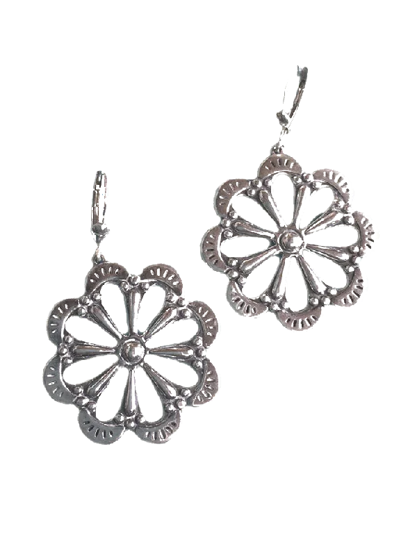 Trendy Silver Earrings for Women-Lacy Circles Sterling Earrings