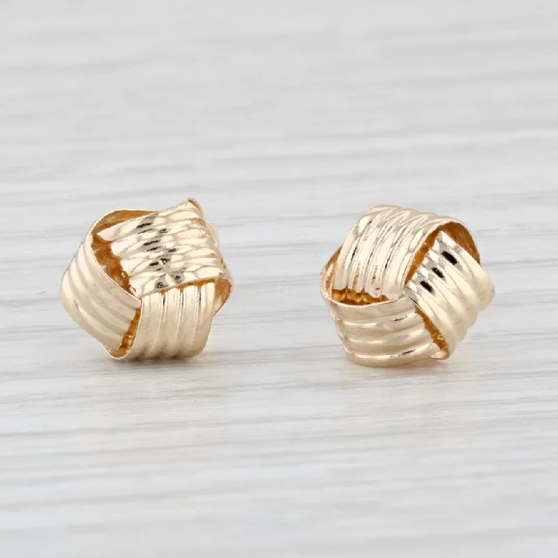 Minimalist Stud Earrings for Women-Small Knot Stud Earrings 14k Yellow Gold