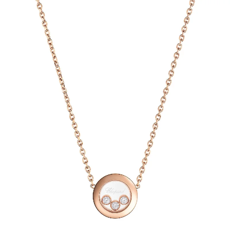 Personalized Birthstone Necklace for Moms-Happy Diamonds Icons 18ct Rose Gold Three Diamond Necklace